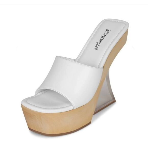 New Jeffrey Campbell Pellucid Platform Sandal white clear unique high heel sz 9 - Picture 2 of 9